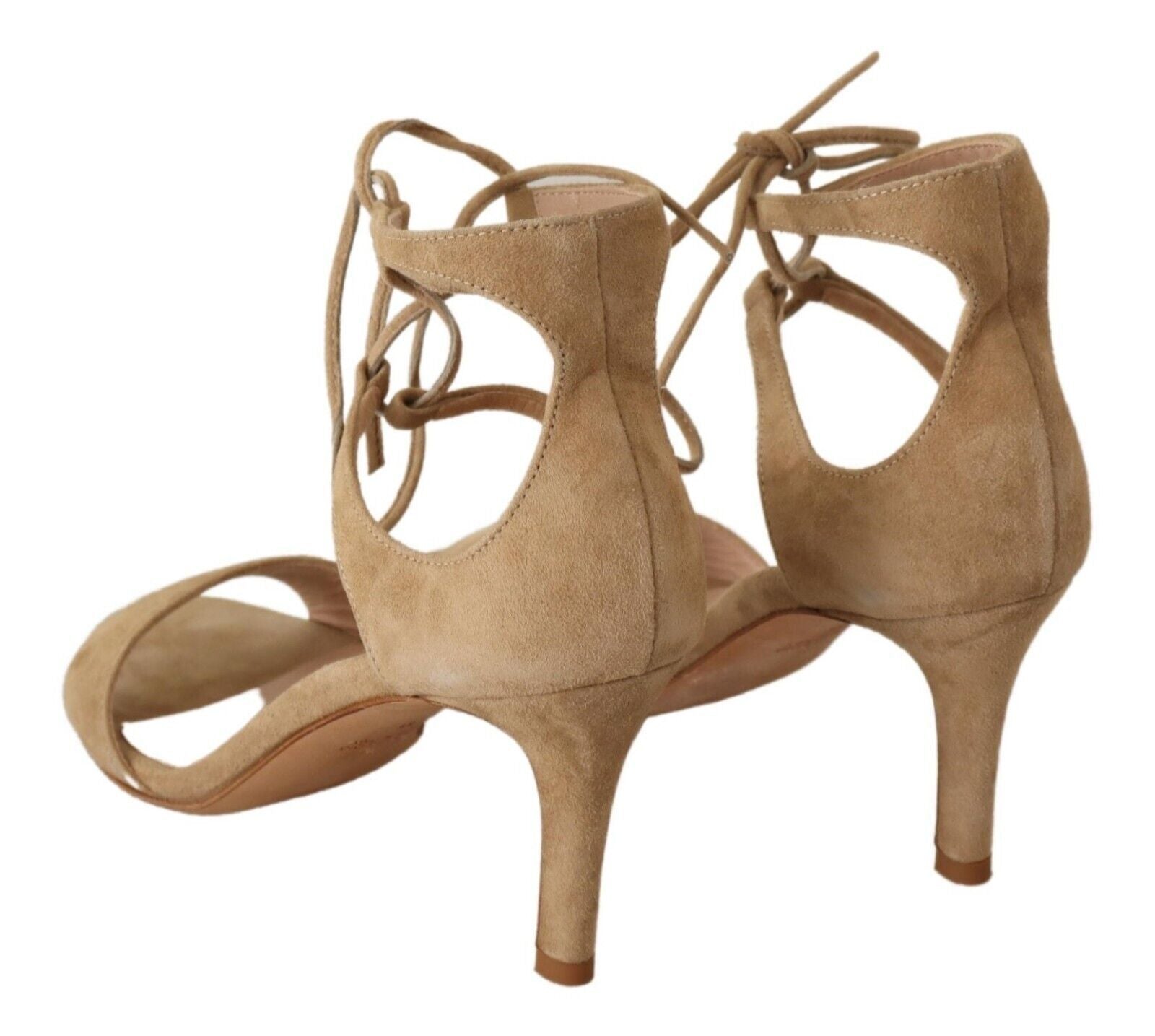 Maria Christina Beige Wildleder Knöchelriemen Pumps Schuhe