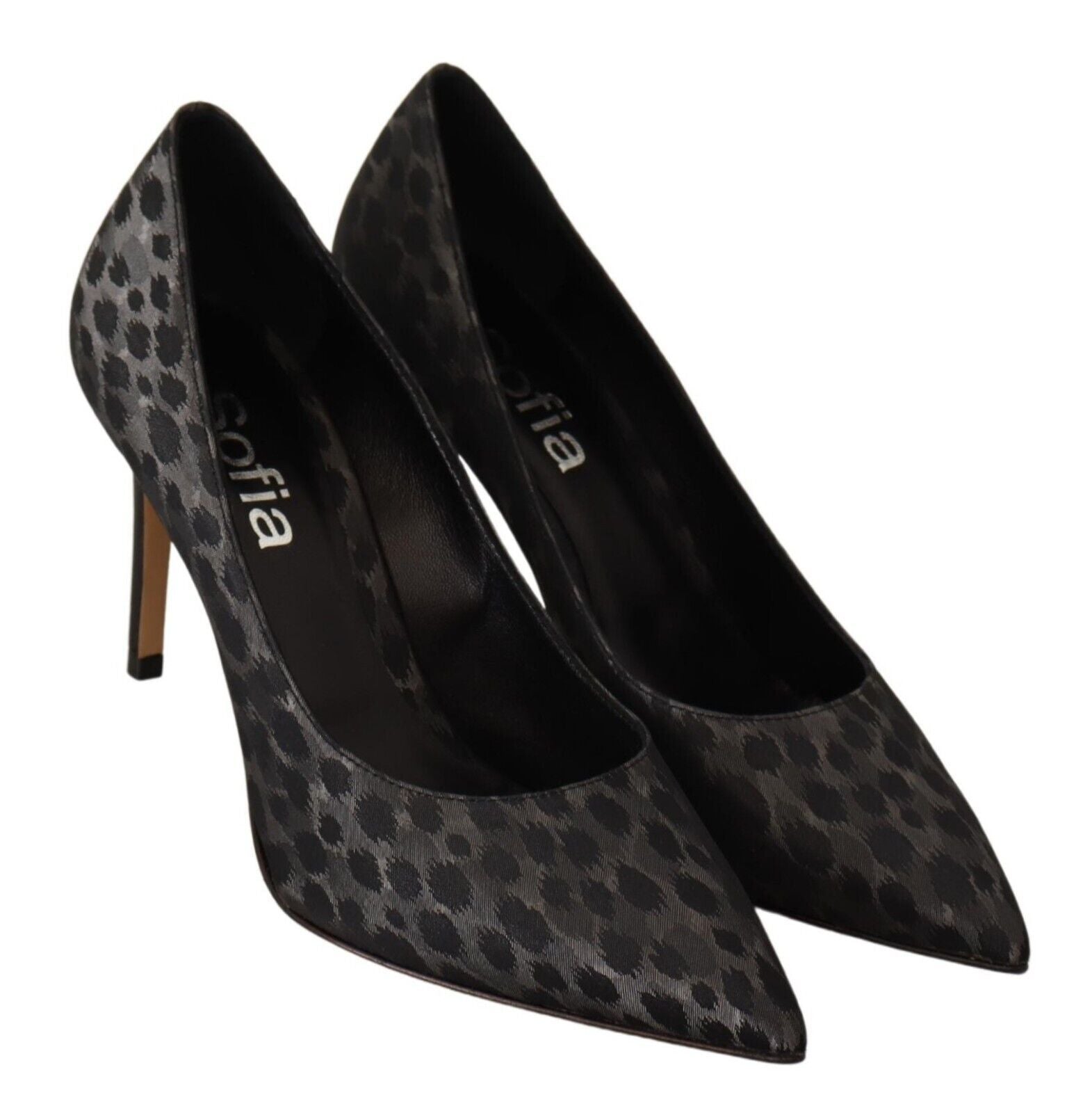 Sofia Schwarze Leopard Leder Stiletto Pumps Schuhe