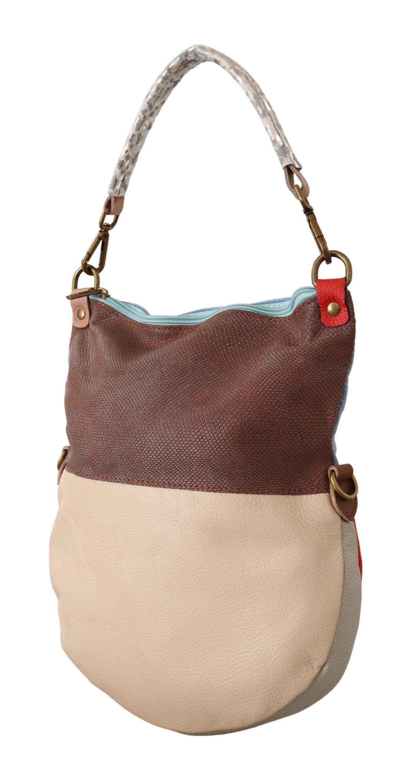 EBARRITO Schultertasche aus echtem Leder, mehrfarbig, für Damen