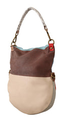 EBARRITO Schultertasche aus echtem Leder, mehrfarbig, für Damen