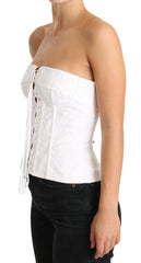 Dolce & Gabbana Weißes PALERMO Bustier Baumwoll-Top Korsett