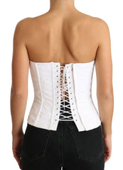 Dolce & Gabbana Weißes PALERMO Bustier Baumwoll-Top Korsett