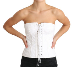 Dolce & Gabbana Weißes PALERMO Bustier Baumwoll-Top Korsett
