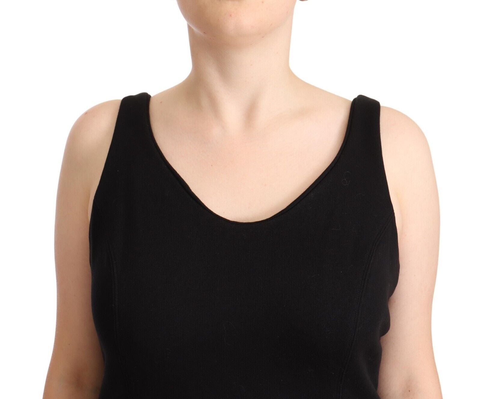 Ermanno Scervino Schwarzes ärmelloses Baumwoll-Tanktop Freizeit-Oberteil