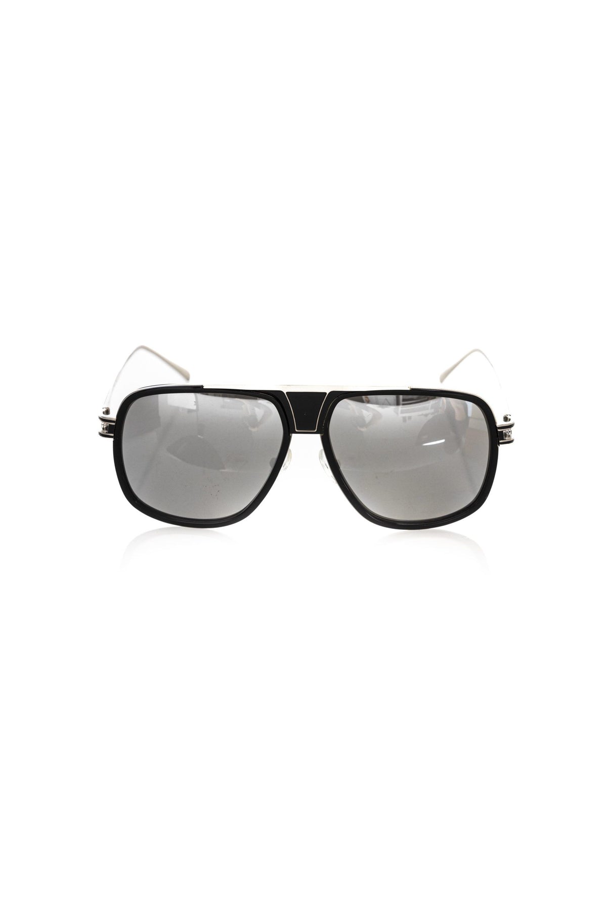 Frankie Morello Schwarze Metallicfaser-Sonnenbrille für Herren
