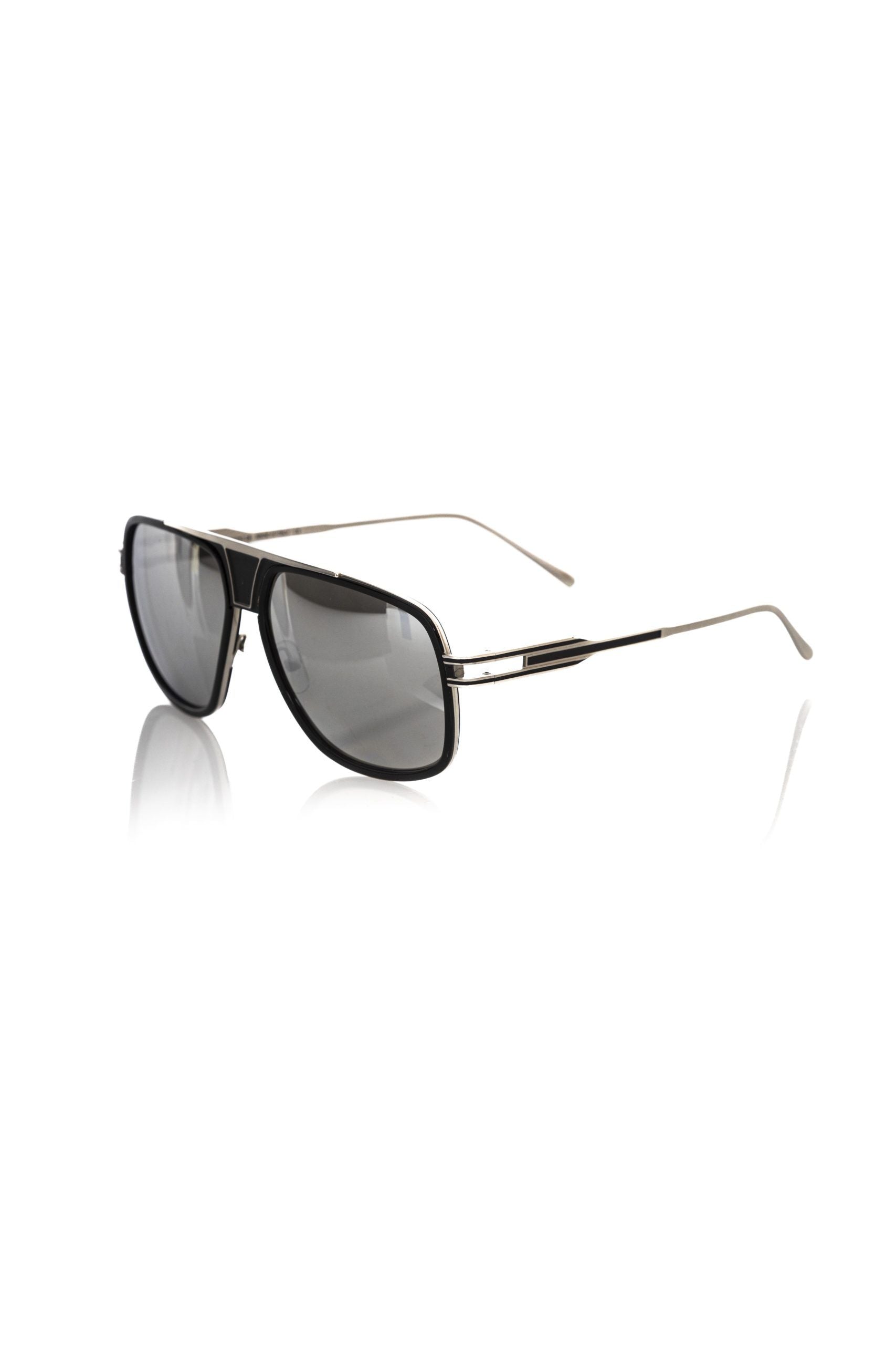 Frankie Morello Schwarze Metallicfaser-Sonnenbrille für Herren