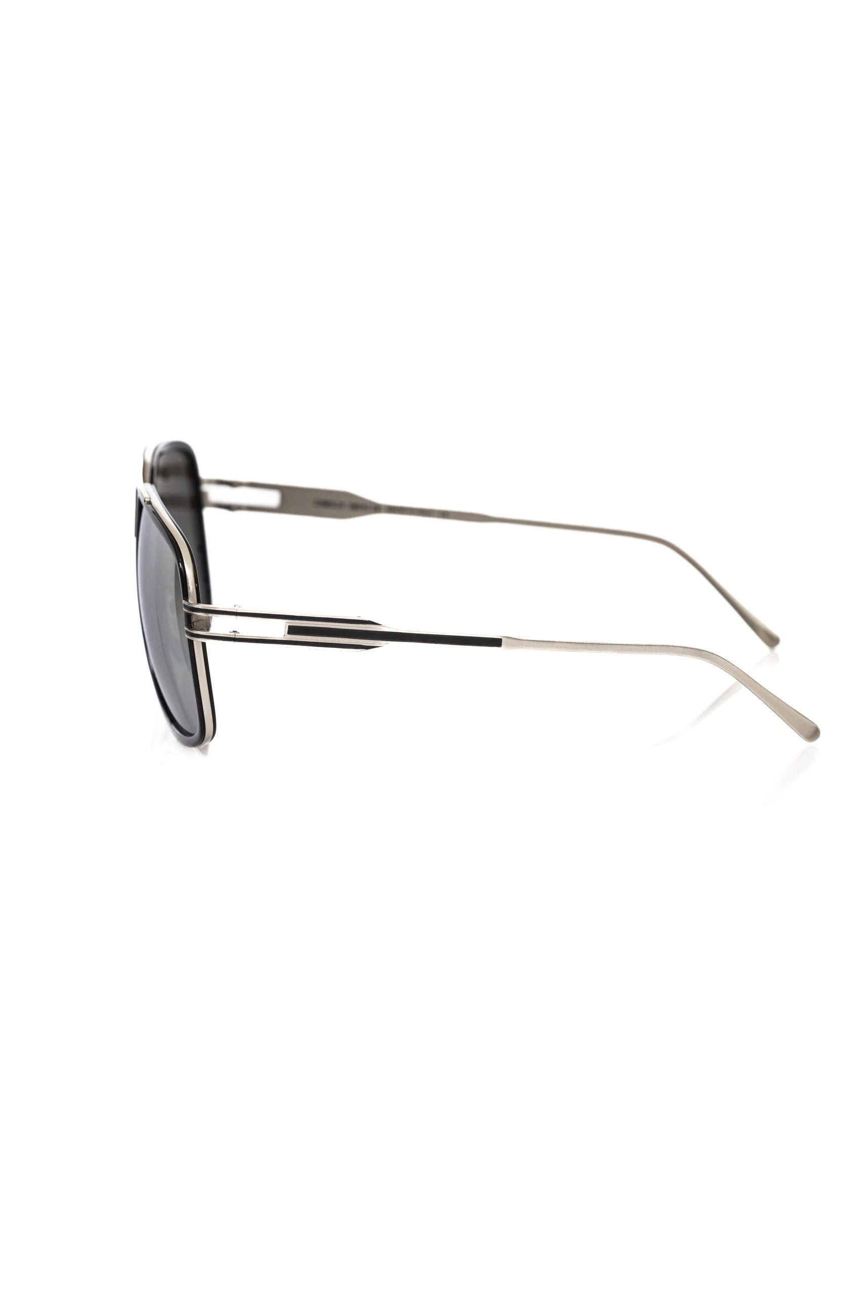 Frankie Morello Schwarze Metallicfaser-Sonnenbrille für Herren