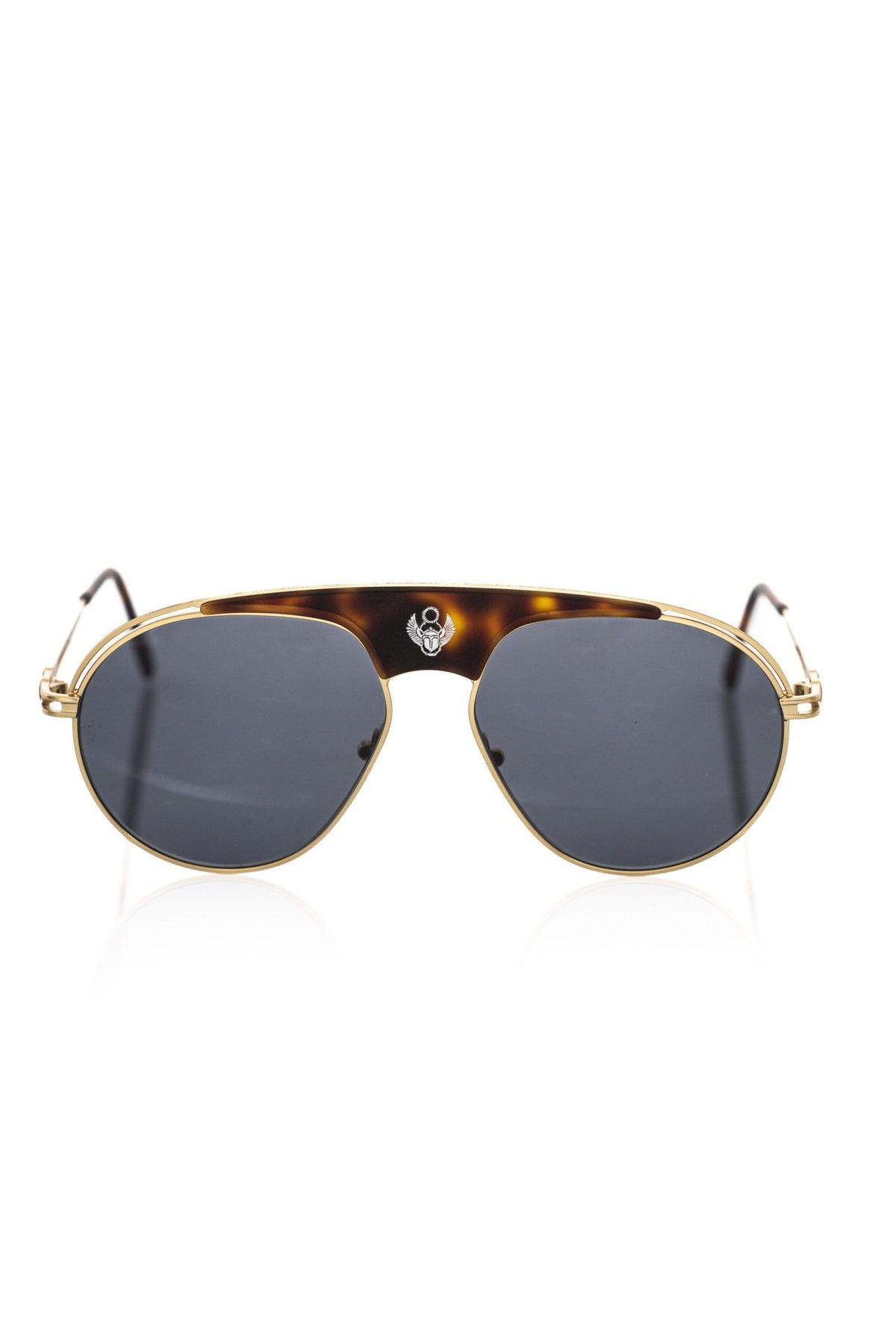 Frankie Morello Braune Herrensonnenbrille aus Metallic-Fasern