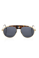 Frankie Morello Braune Herrensonnenbrille aus Metallic-Fasern
