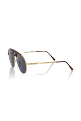 Frankie Morello Braune Herrensonnenbrille aus Metallic-Fasern