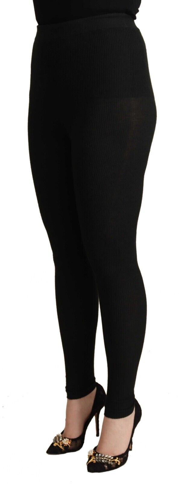 Dolce & Gabbana Schwarze Kaschmir-Stretchhose mit Gummibund