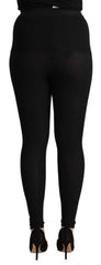 Dolce & Gabbana Schwarze Kaschmir-Stretchhose mit Gummibund