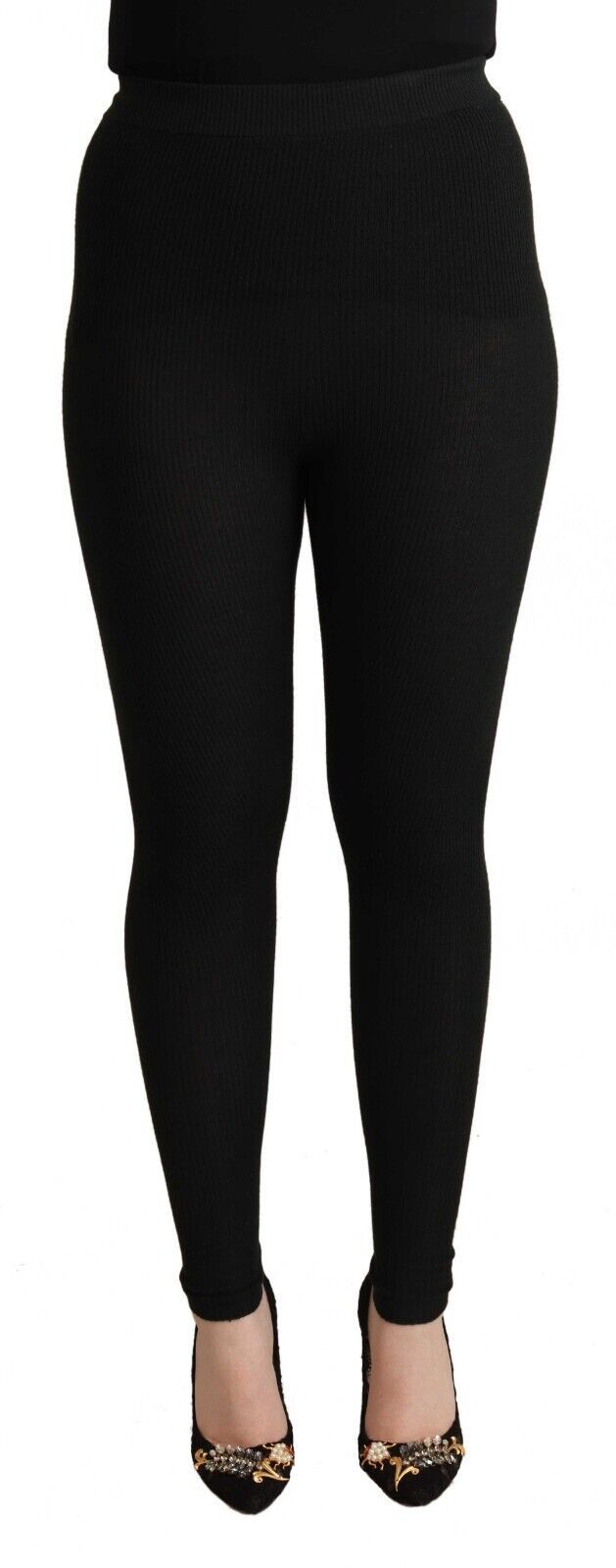 Dolce & Gabbana Schwarze Kaschmir-Stretchhose mit Gummibund