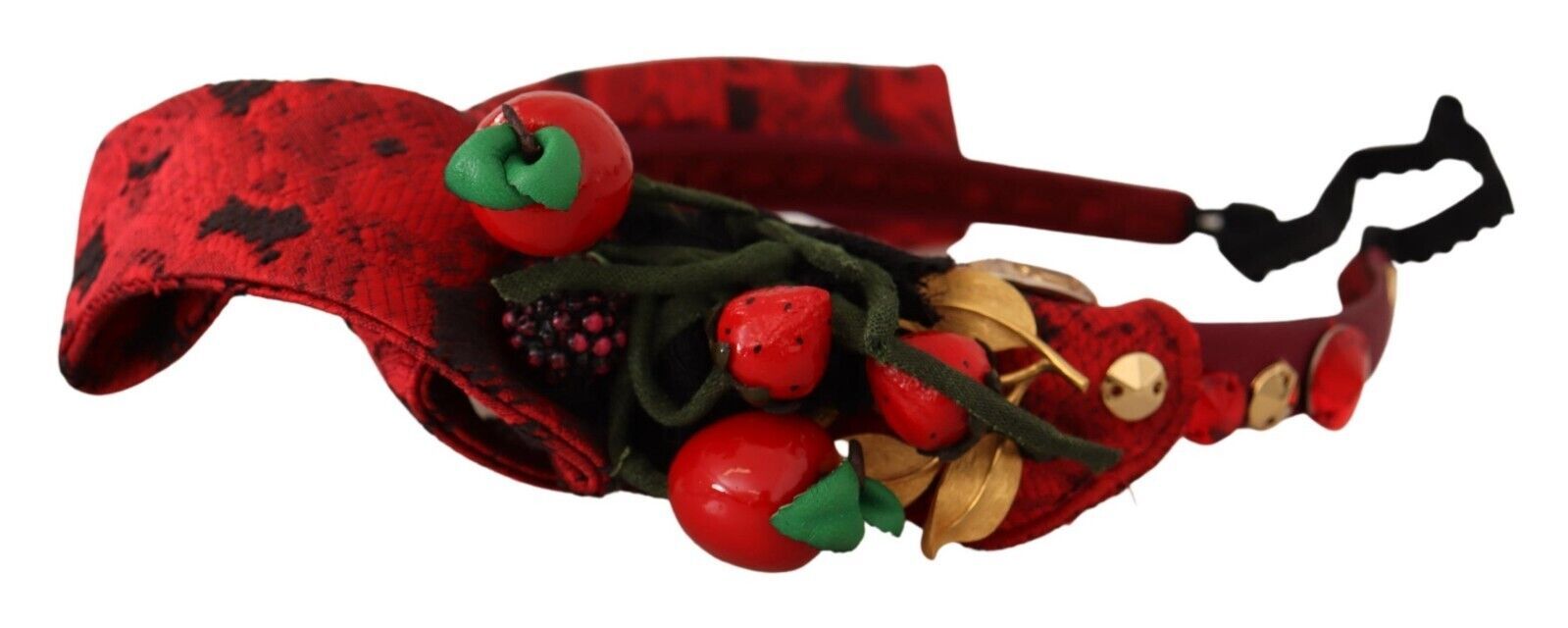 Dolce & Gabbana Rotes Tiara-Haarband mit Beerenfrüchten, Kristallen und Schleife