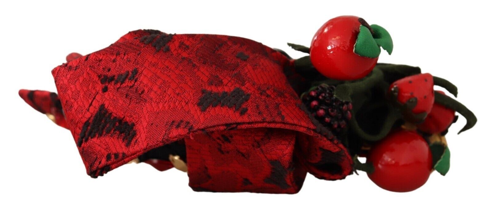 Dolce & Gabbana Rotes Tiara-Haarband mit Beerenfrüchten, Kristallen und Schleife