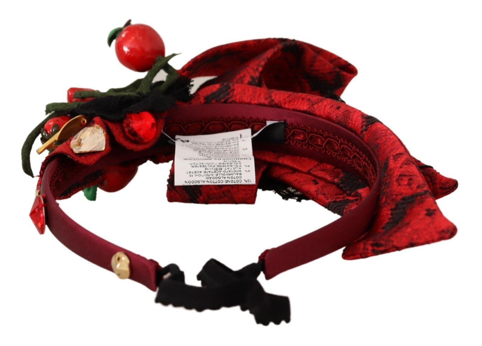 Dolce & Gabbana Rotes Tiara-Haarband mit Beerenfrüchten, Kristallen und Schleife