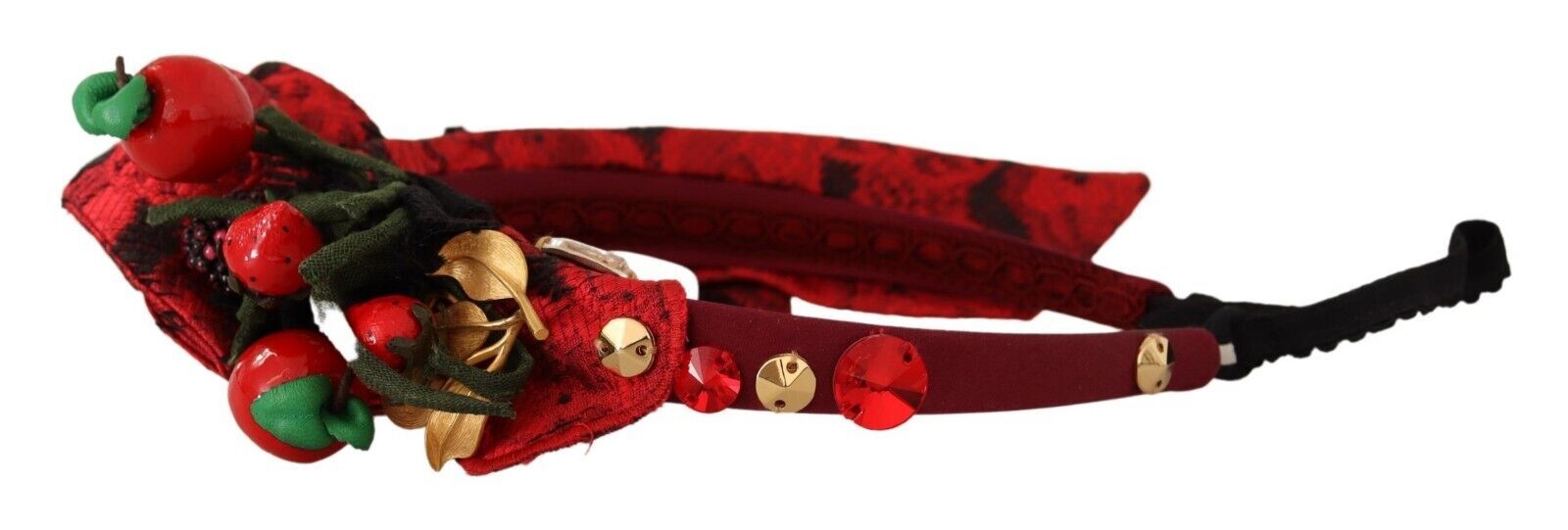 Dolce & Gabbana Rotes Tiara-Haarband mit Beerenfrüchten, Kristallen und Schleife
