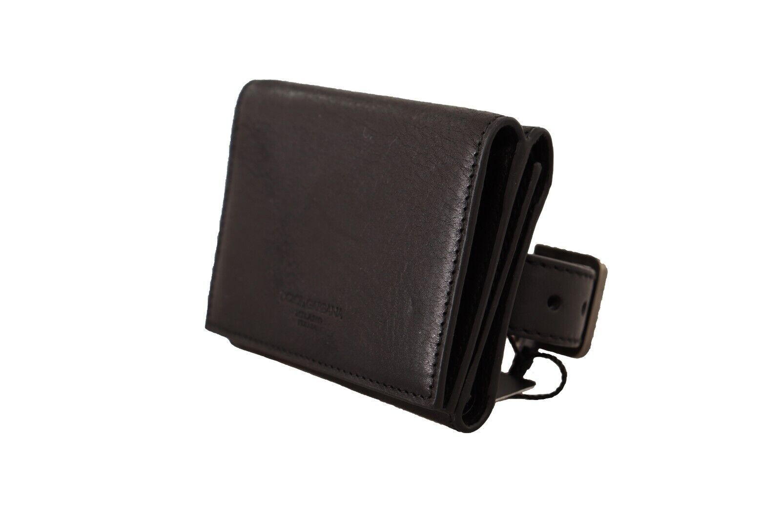 Dolce & Gabbana Zwart Lederen Trifold Portemonnee Riem Multi Kit Portemonnee