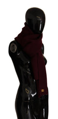 Dolce & Gabbana Dark Red Cashmere Logo Wrap Shawl Knitted Scarf