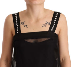 Dolce & Gabbana Zwarte Zijden Stretch Mini Jurk met Kristallen