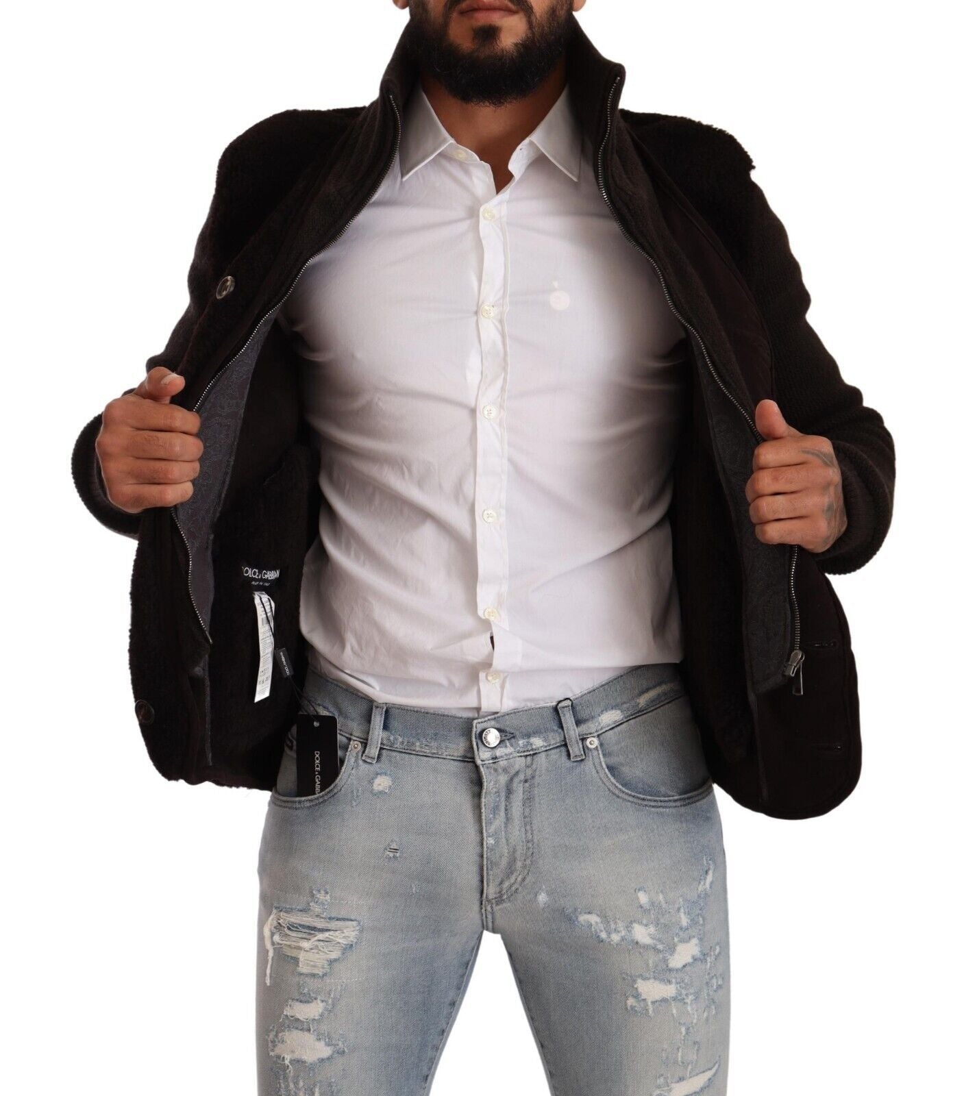 Dolce & Gabbana Zwart Leren Heren Colbertjas