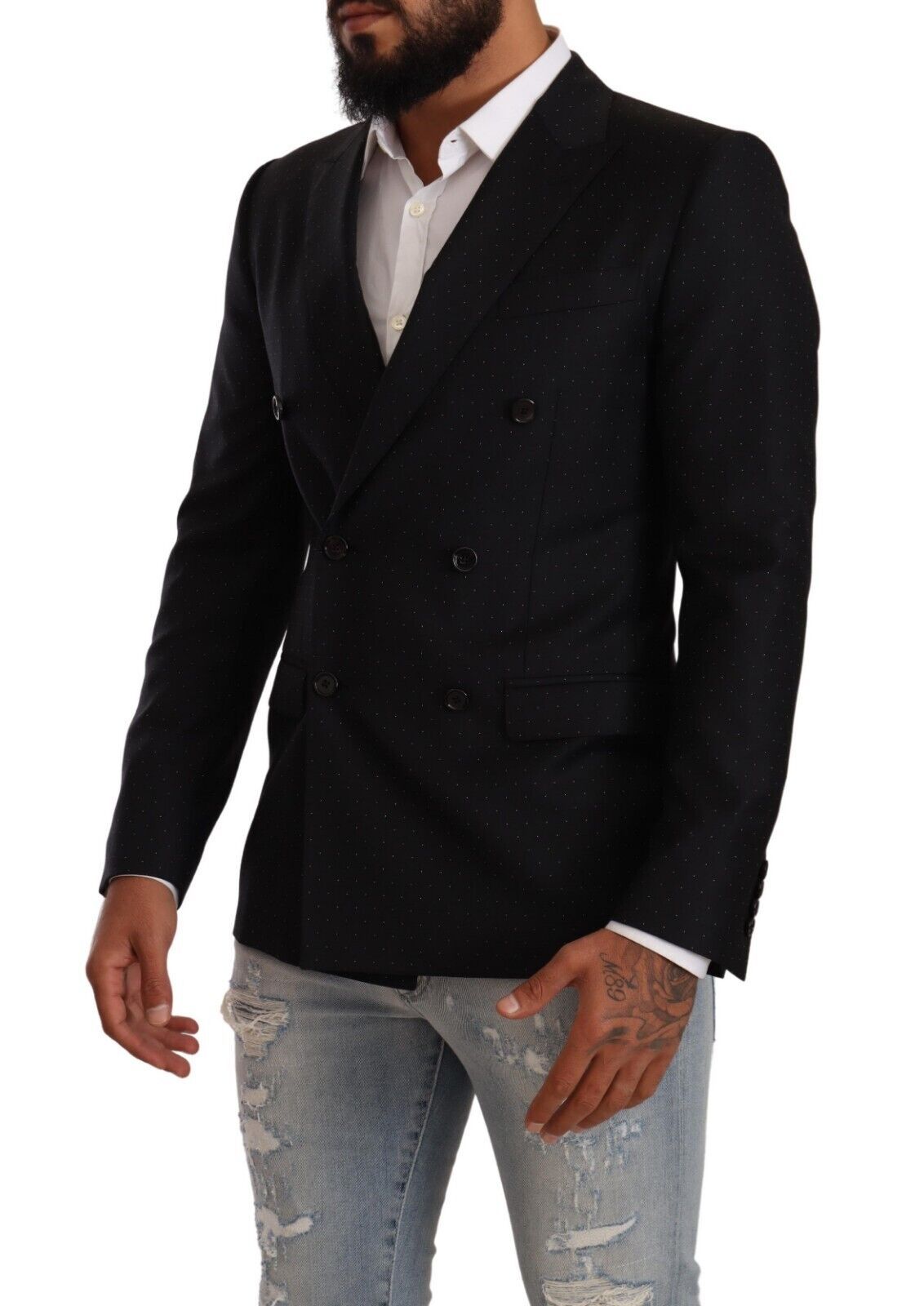 Dolce & Gabbana Schwarze gepunktete zweireihige MARTINI Jacke
