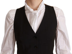 Dolce & Gabbana Zwart Knoopsluiting Mouwloos Gilet Polyester Top