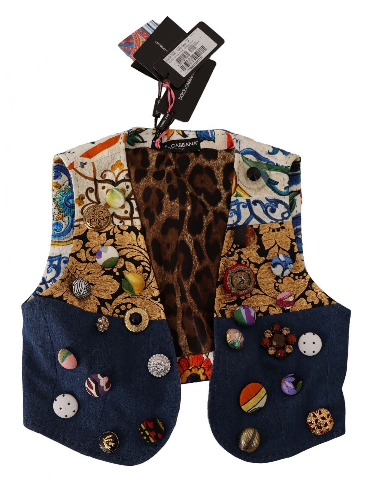 Dolce & Gabbana Weste aus Baumwolle mit bunten Verzierungen
