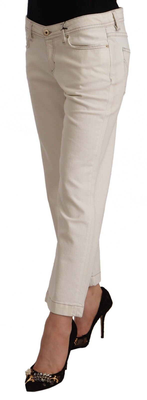 Dolce & Gabbana Off-White Baumwolle Flared Cropped Jeans