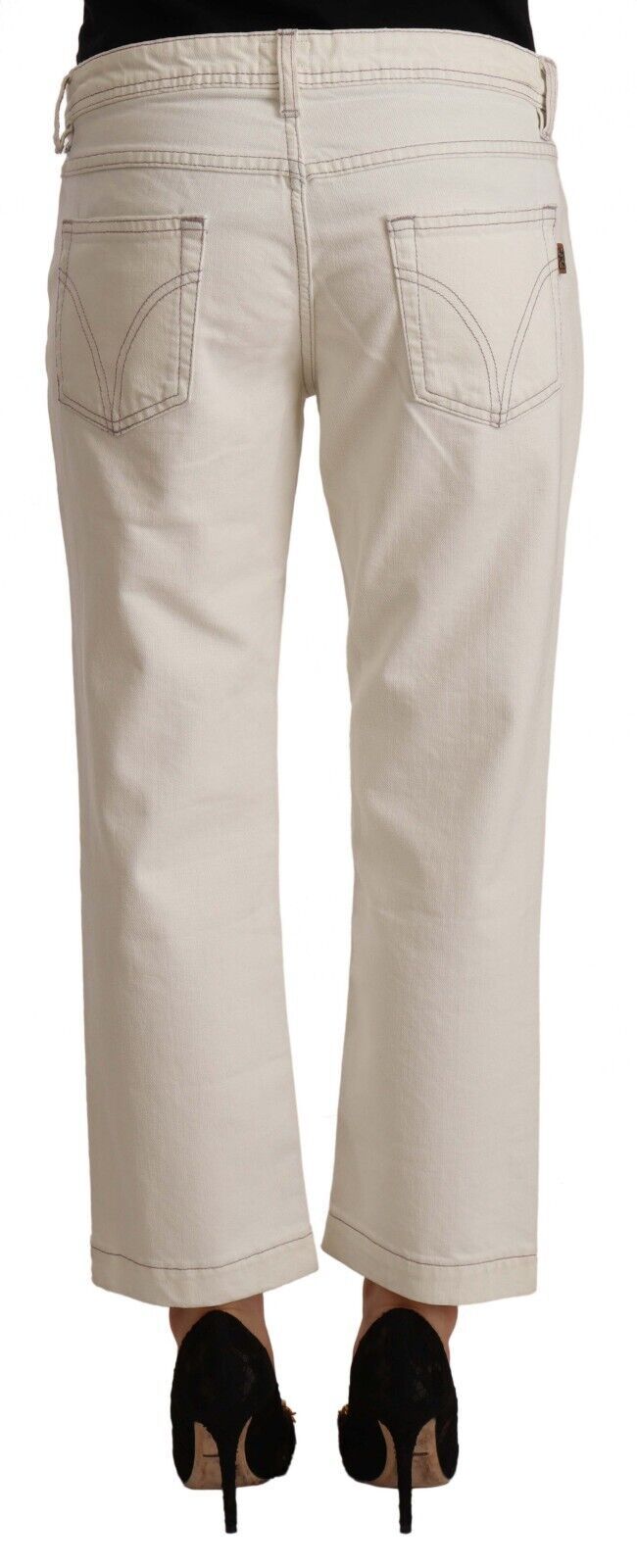 Dolce & Gabbana Off-White Baumwolle Flared Cropped Jeans