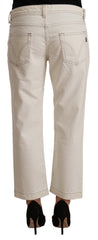 Dolce & Gabbana Off-White Baumwolle Flared Cropped Jeans