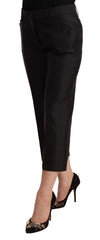 Dolce & Gabbana Zwarte Wijdvallende Cropped Broek van 100% Zijde