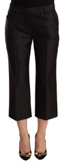 Dolce & Gabbana Zwarte Wijdvallende Cropped Broek van 100% Zijde