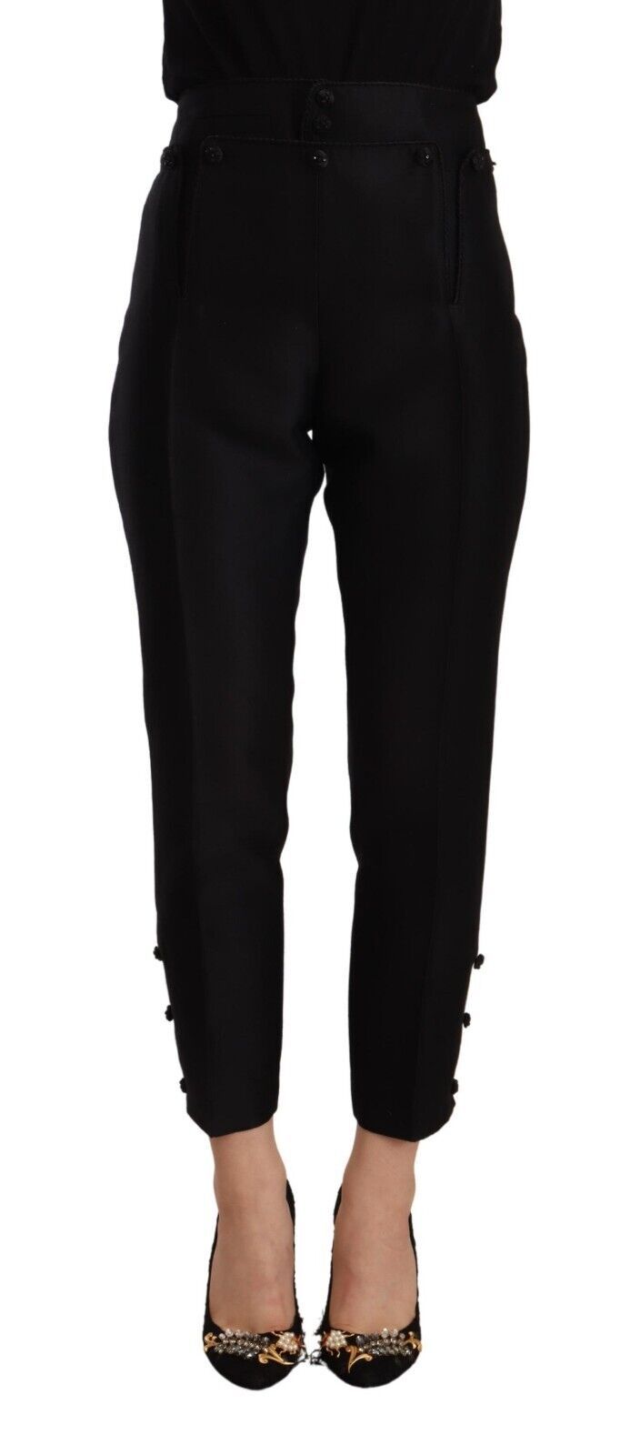 Dsquared² Schwarze High-Waist Skinny Damenhose aus Wolle
