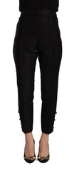 Dsquared² Schwarze High-Waist Skinny Damenhose aus Wolle
