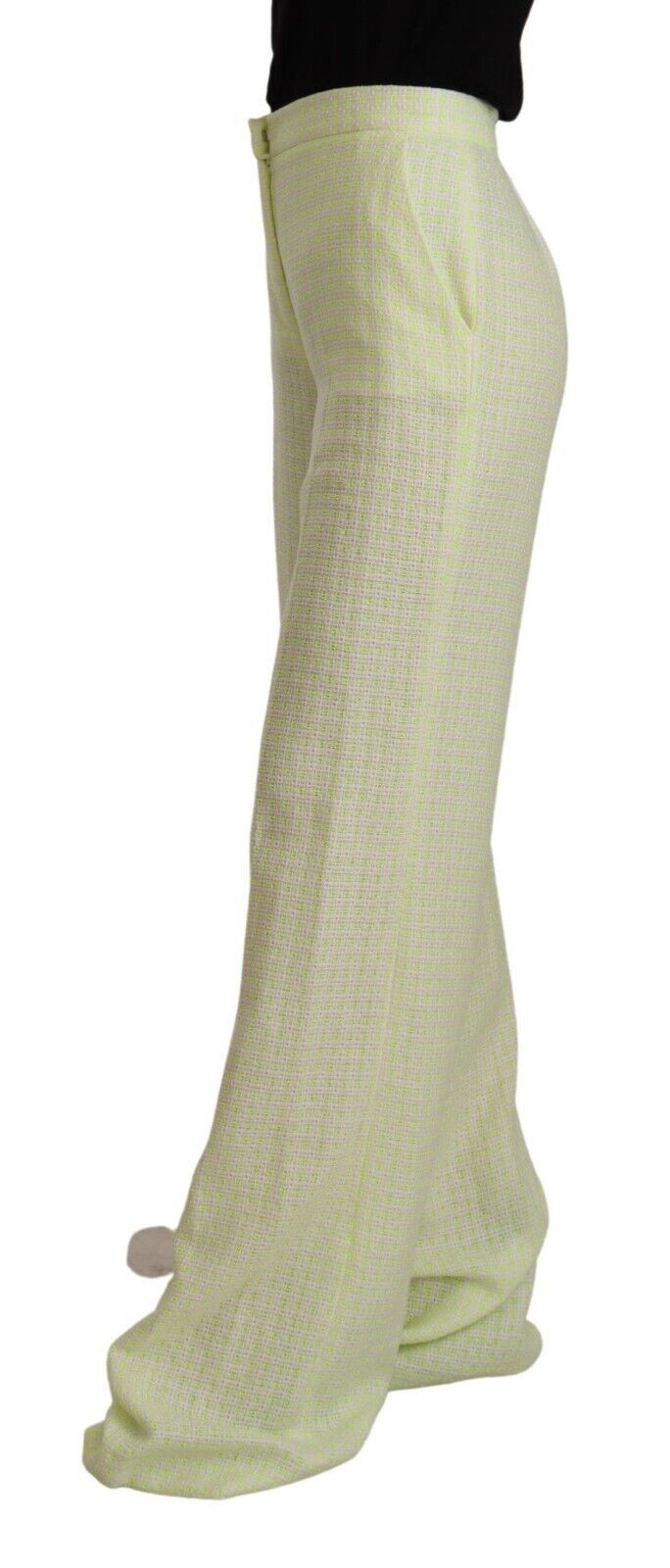 MSGM Gelb Grüne Baumwollhose mit hoher Taille und geradem Schnitt