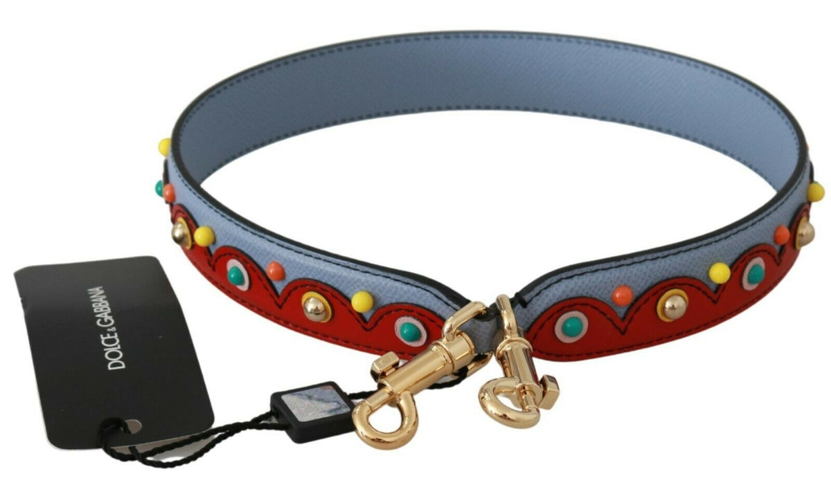 Dolce & Gabbana Schulterriemen aus blauem und rotem Leder, blaues Handtaschen-Accessoire