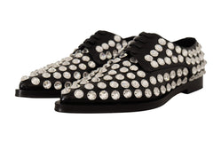 Dolce & Gabbana Zwart Lederen Veterschoenen Met Kristallen