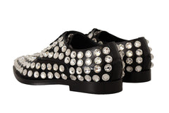 Dolce & Gabbana Zwart Lederen Veterschoenen Met Kristallen