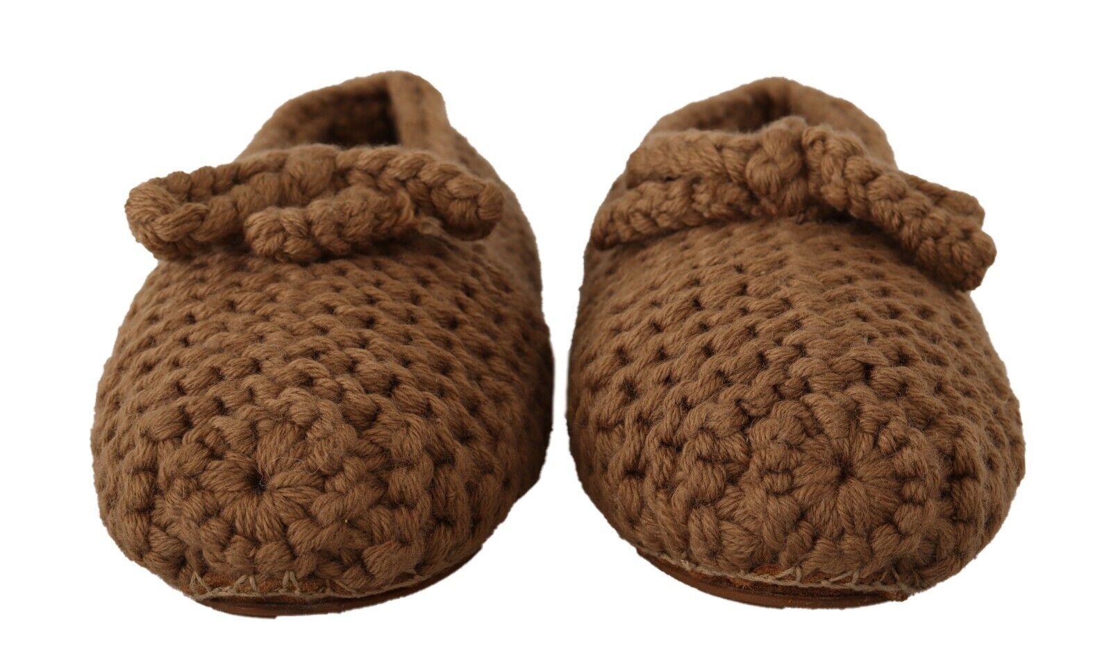 Dolce & Gabbana Braune Slip-On Ballerina-Schuhe aus Wolle und Strick