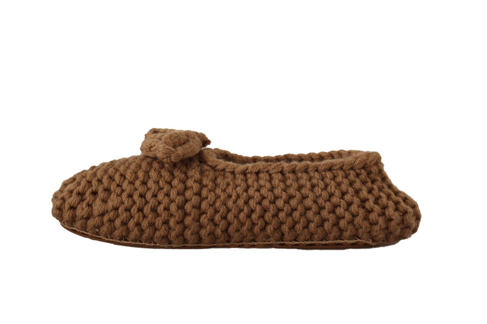 Dolce & Gabbana Braune Slip-On Ballerina-Schuhe aus Wolle und Strick