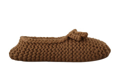 Dolce & Gabbana Braune Slip-On Ballerina-Schuhe aus Wolle und Strick