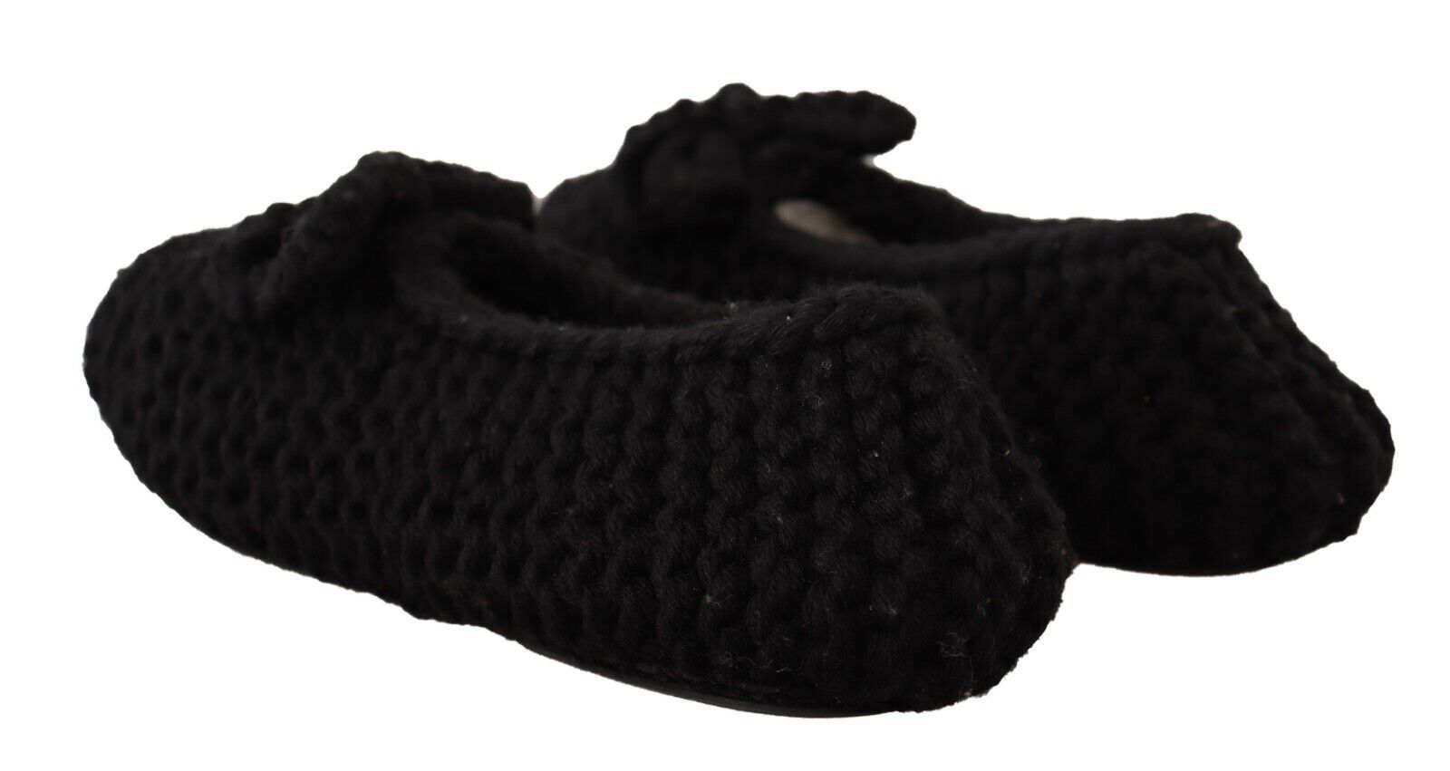 Dolce & Gabbana Schwarze Slip-On Ballerinas aus Wolle