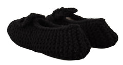 Dolce & Gabbana Schwarze Slip-On Ballerinas aus Wolle