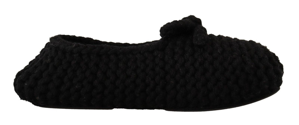 Dolce & Gabbana Schwarze Slip-On Ballerinas aus Wolle