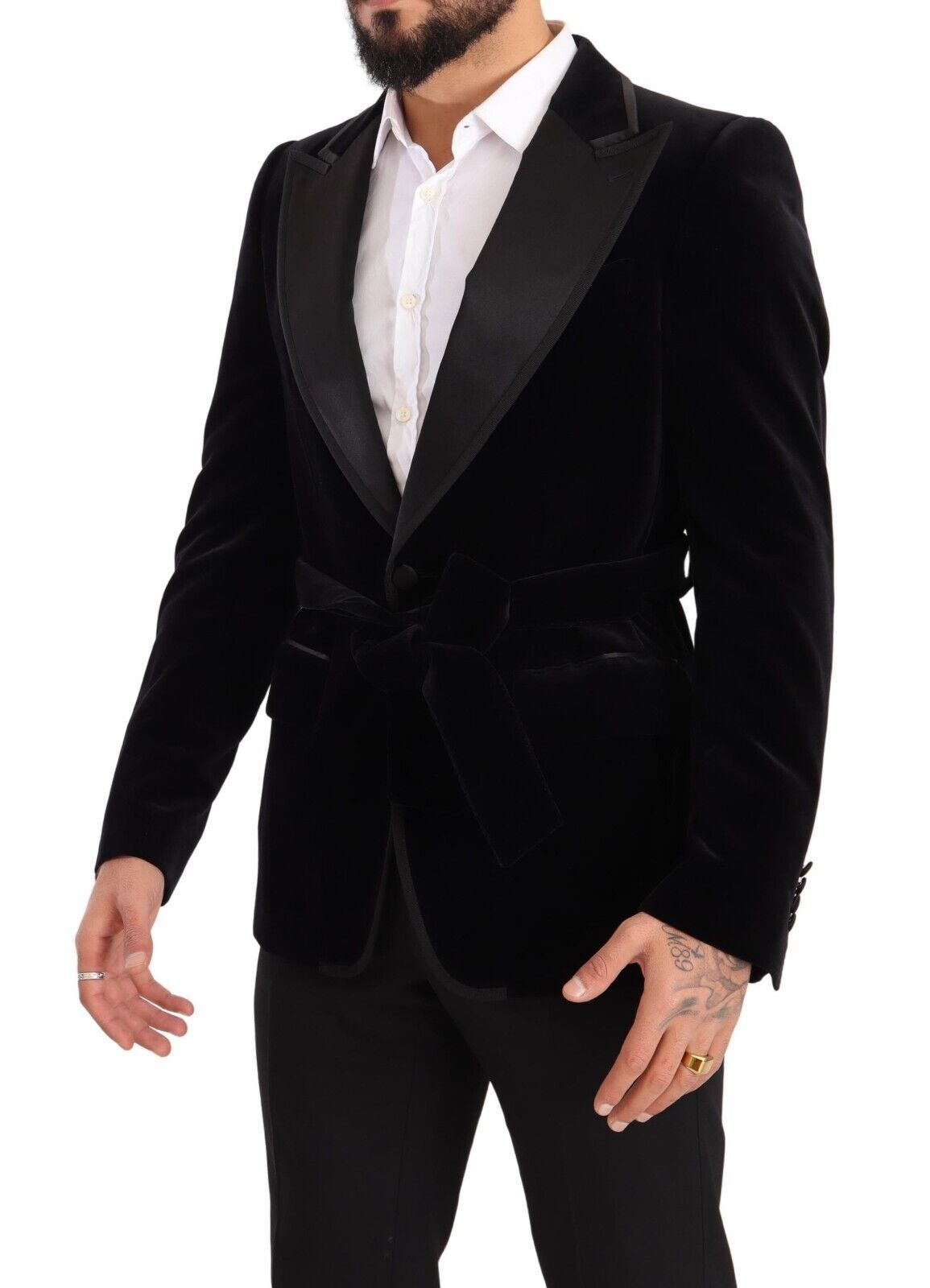 Dolce & Gabbana Zwart Fluweel Single Breasted Blazer met Eén Knoop