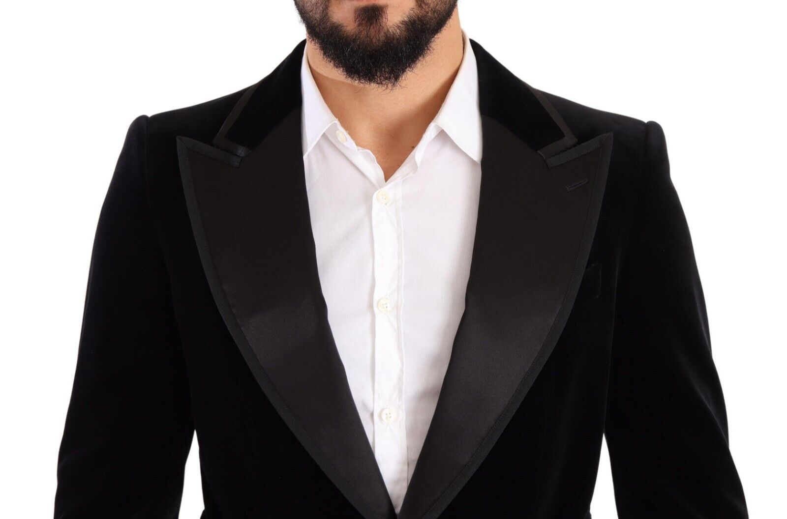 Dolce & Gabbana Zwart Fluweel Single Breasted Blazer met Eén Knoop