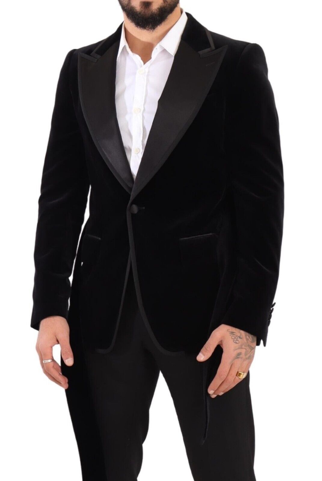 Dolce & Gabbana Zwart Fluweel Single Breasted Blazer met Eén Knoop