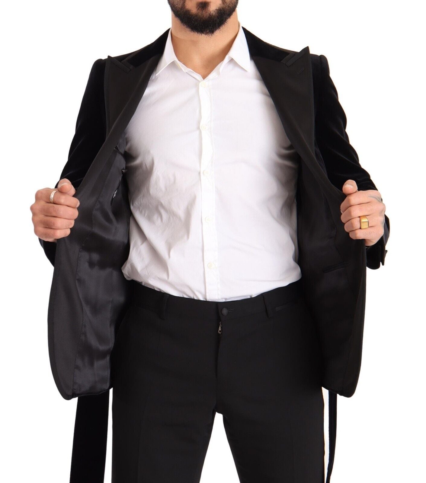 Dolce & Gabbana Zwart Fluweel Single Breasted Blazer met Eén Knoop