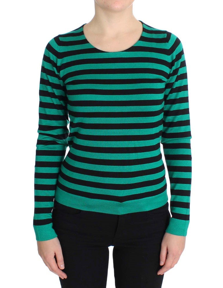Dolce & Gabbana Grün Schwarz Seide Kaschmir Pullover
